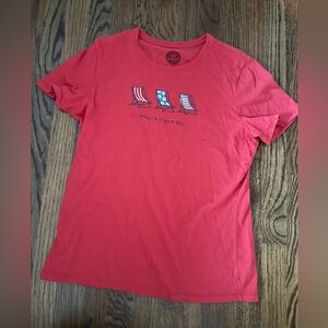 Women's Medium Life Is Good SS TShirt Summer‎ Beach Chairs